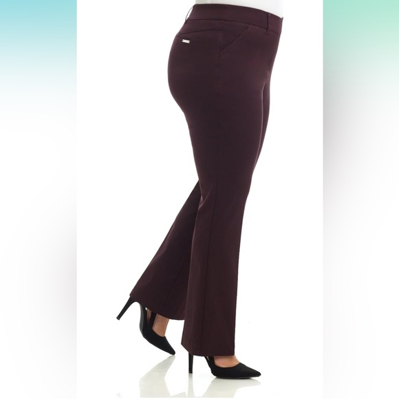 NWT Burgandy Rekucci Curvy Woman Ease into Comfort Barely Bootcut Plus Size Pant - Picture 10 of 10